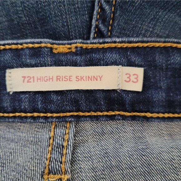Levis 721 High Rise Skinny Jeans Womens Size 33 Blue Denim - Picture 5 of 8